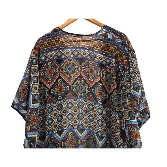 Kimono Boho Tribal Black Fringe Cardigan M by B_envied Wrap Gypsey Floral - Picture 11 of 13